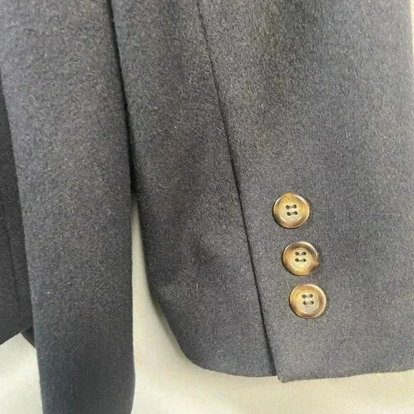 LL Bean Wool Cashmere Tweed Blazer 14R Navy Jacket Capsule Minimalist Preppy Vtg - Picture 3 of 7